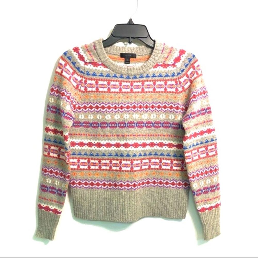 J. Crew Wool Fair Aisle Crew Neck Holly Sweater Size XS